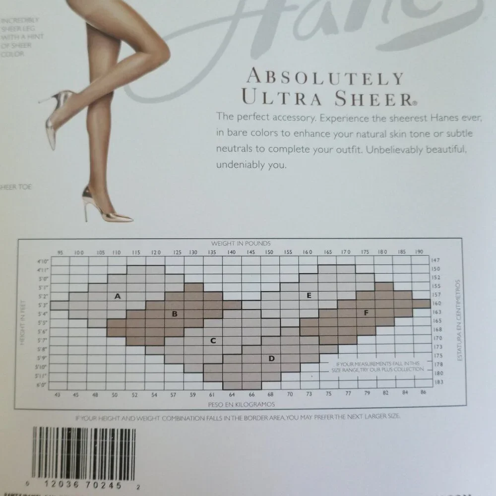 Hanes Absolutely Ultra Sheer pantyhose control top sandalfoot sz C color natural